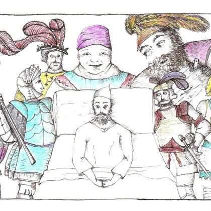 II-Cap 1. Don Quixote accompanied by Amadís de Gaula and other legendary characters.