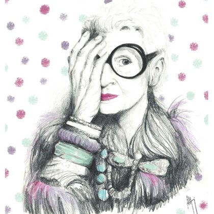 Iris Apfel - Graphite and digital color. 