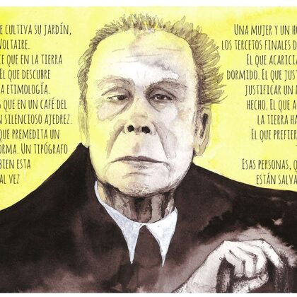 Jorge Luis Borges - Watercolour and ink.