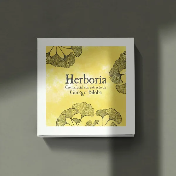 Ginkgo – Ginkgo biloba Pluma y tinta china. Packaging montaje ilustrativo.