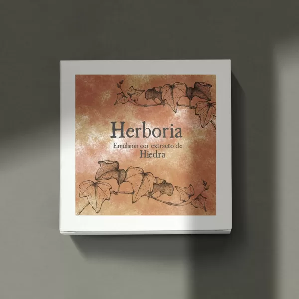 Hiedra – Hedera helix Pluma y tinta china. Packaging montaje ilustrativo.