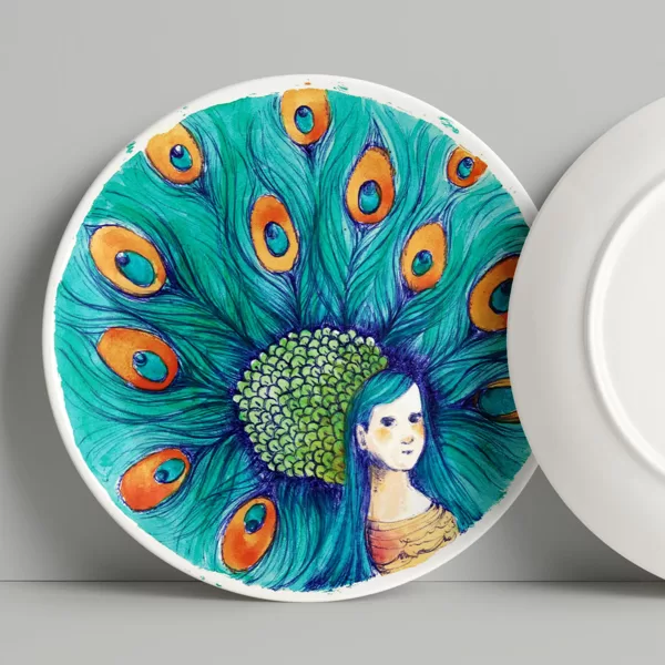Lady peacock. Birome y acuarela. Montaje ilustrativo.