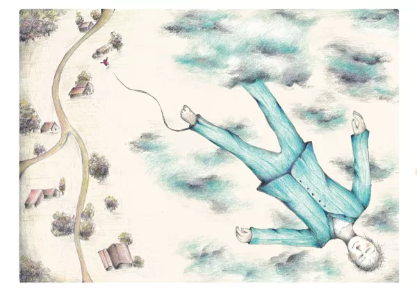 “…he drifted up lightly wriggling like a fugitive color balloon in a holiday…”