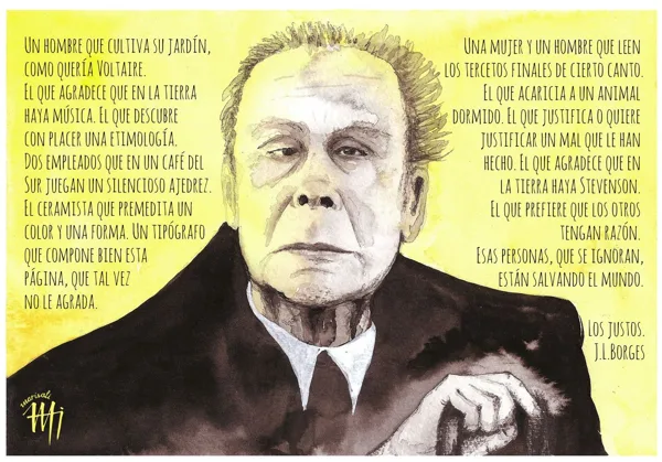 Jorge Luis Borges - Watercolour and ink.